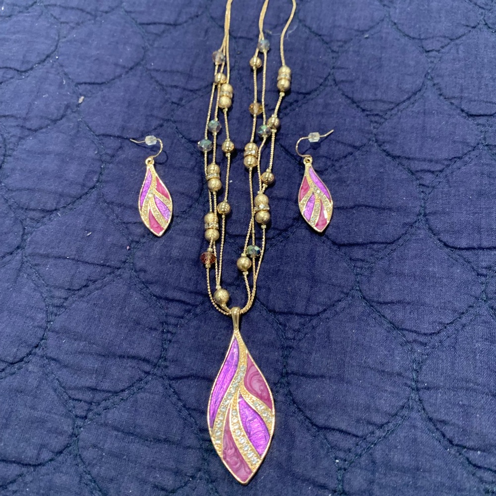 Purple and gold Costume Jewelry Set